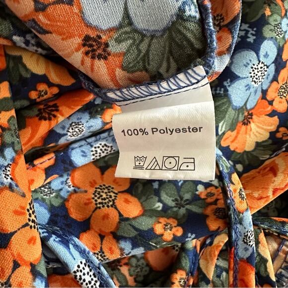 Kirundo Dress Floral Print Long Sleeve Tie Neck Ruffle Boho Swing Mini Large - Picture 10 of 12